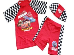 水着 男の子 ラッシュガード キャップ パンツ 3点セット カーズ柄 サイズM/L